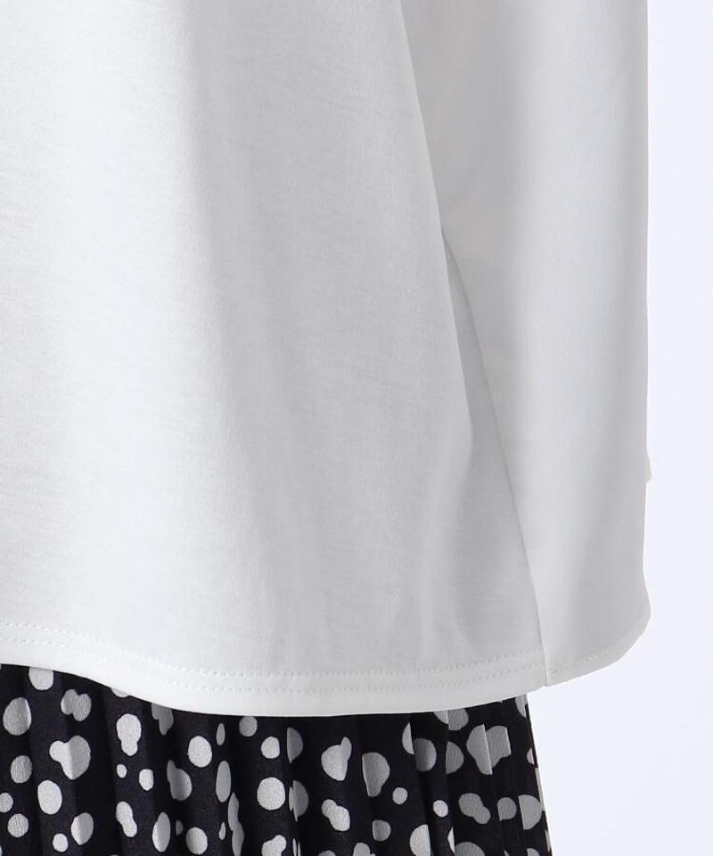 【洗える】異素材切替五分袖プルオーバー