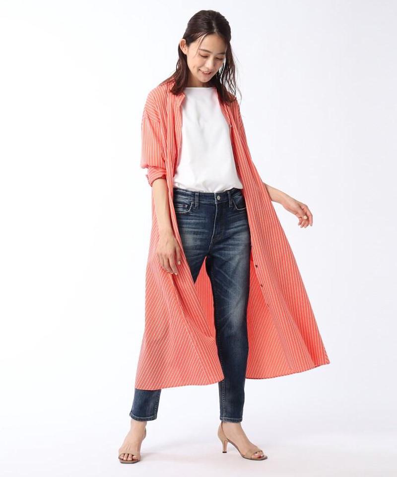 【洗える】ストライプ柄シャツワンピース