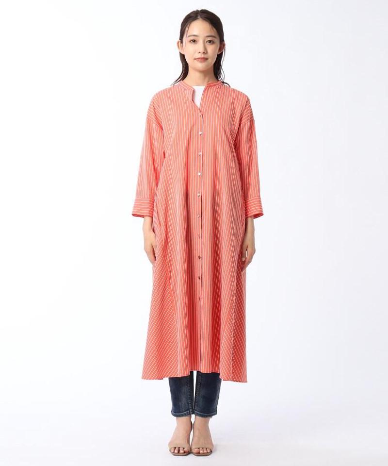 【洗える】ストライプ柄シャツワンピース