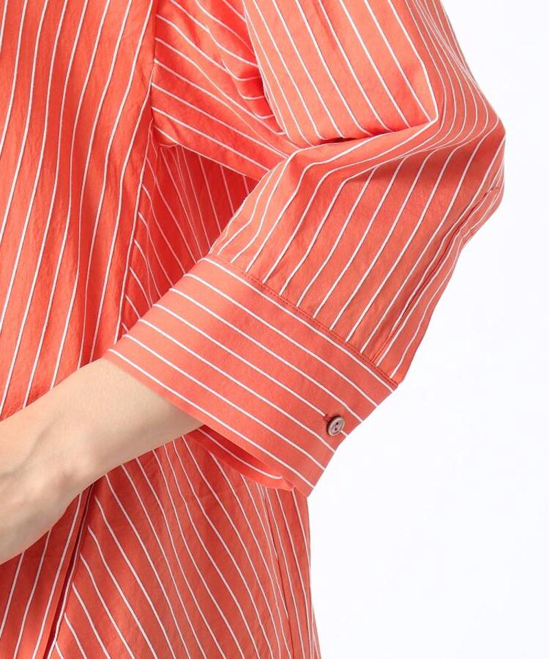 【洗える】ストライプ柄シャツワンピース