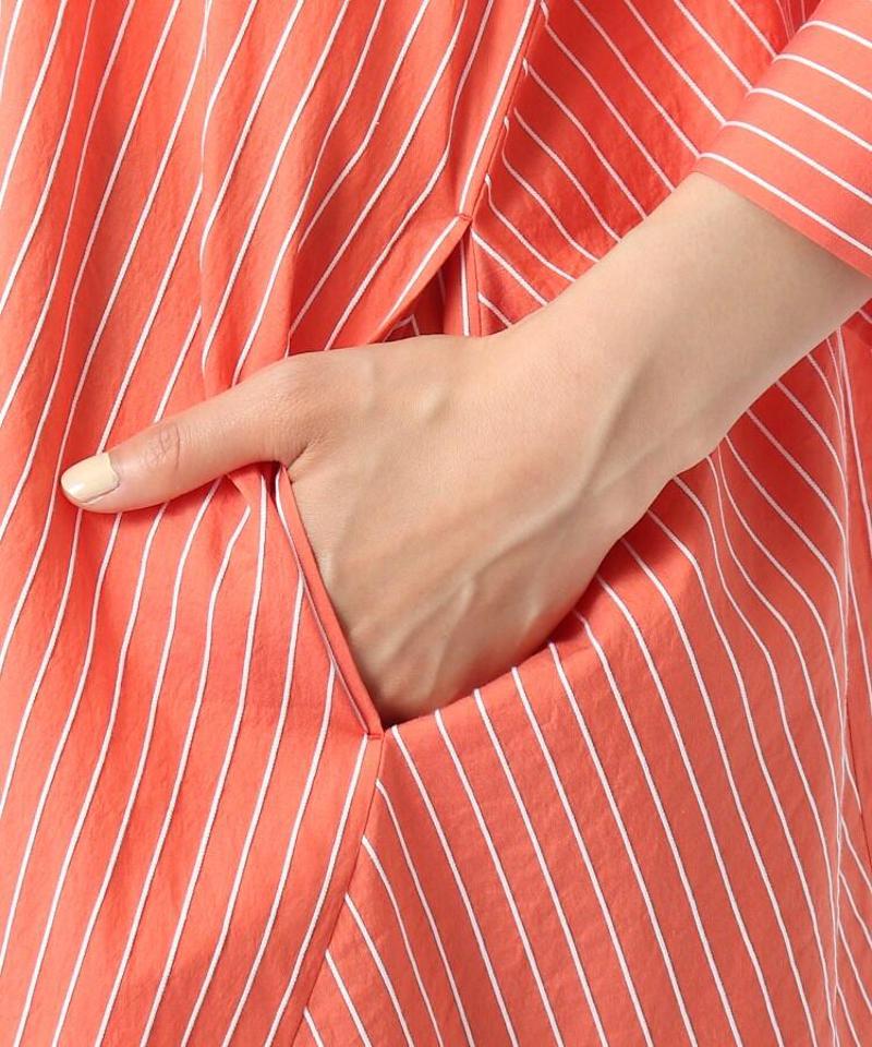 【洗える】ストライプ柄シャツワンピース