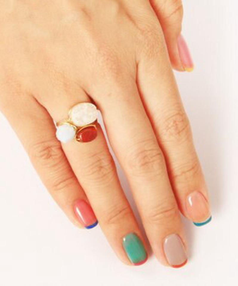 【重ね付けリングセット】アクアマリン×アゲート×ドゥルージークォーツリング