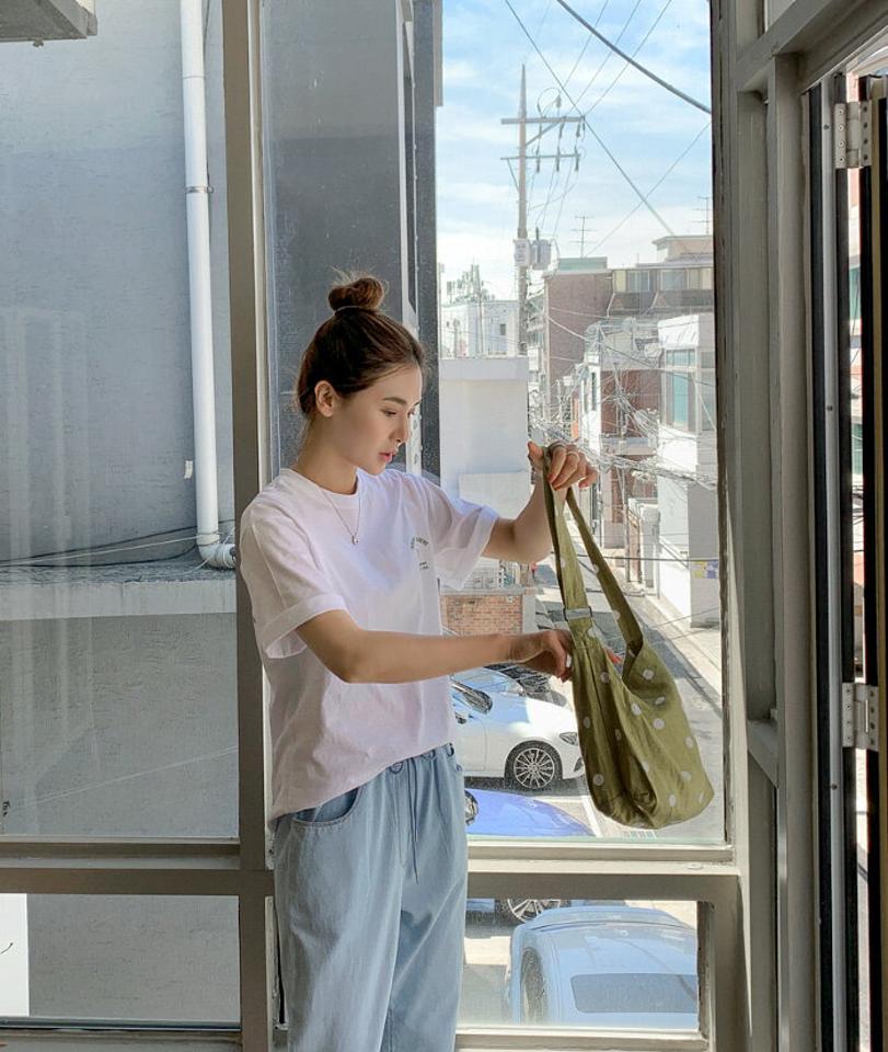 mayblue(メイブルー)コットンプリントポイントTシャツ【5/31up_ka】Tシャツ トップス プリント ゆったり ルーズ 韓国 レディース 【5】