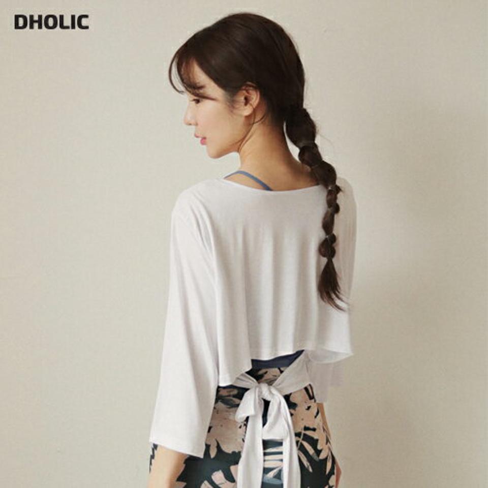 【全品10%OFF】バックリボンTシャツ・全4色・d44651 レディース 【tops】【韓国 ファッション トップス Tシャツ 長袖 デイリー ラウンドネック ルーズ 7分丈袖 バック 体型カーバー 細身 スリム フィット フィットネス ジム 夏 春】