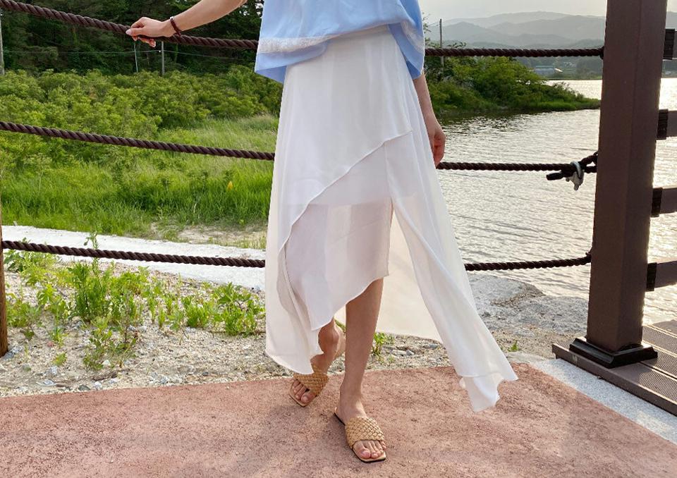 アンバランスティアードスカート・全3色・t63878 レディース 【sk】 韓国 ファッション ボトムス スカート ロング ロングスカート フレア フェミニン ダイアゴナル ティアード アンバランス 体型カバー 細身 スリム ボリューム 夏 春