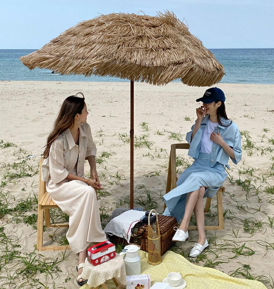 リネン混ポケットジャケット&リボンHラインスカートSET・全3色・b63917 レディース 【jk】 韓国 ファッション アウター ジャケット 半袖 セット モダン リネン カジュアル カジュアルジャケット スカート フェミニン オーバーサイズ 夏 春