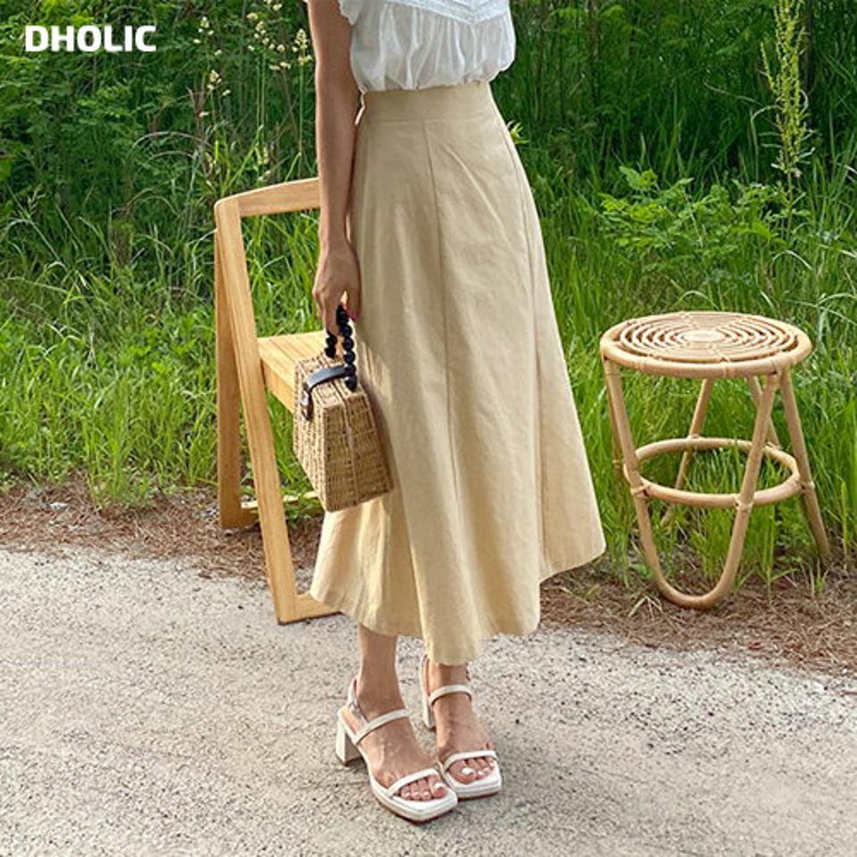 Aラインスカート・全6色・b63875 レディース 【sk】 韓国ファッション ボトムス スカート ロング ロングスカート Aライン ゴム フェミニン 体型カバー 細身 スリム フィット 無地 ベーシック 夏 春