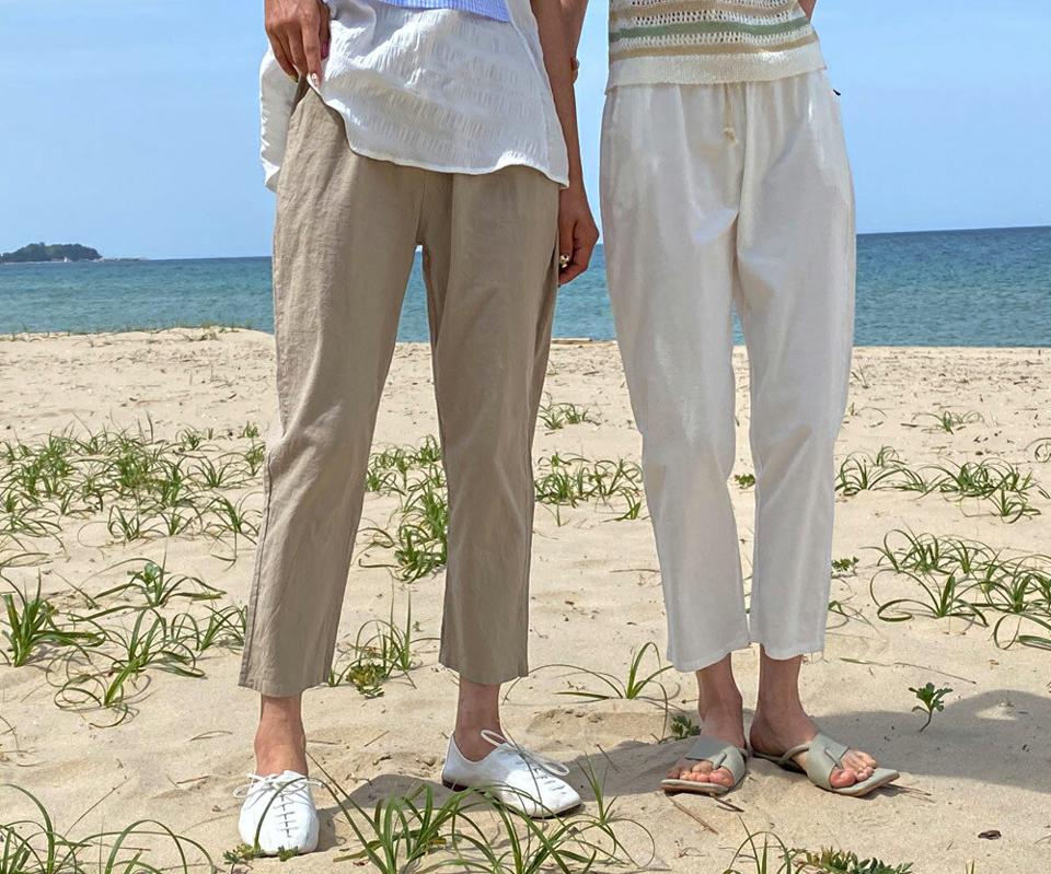 ドロストテーパードパンツ・全5色・b63888 レディース 【pt】 韓国 ファッション ボトムス ロング ロングパンツ ストリング ワイド スリム テーパード 足長 ストレート 大人 10分丈 体型カーバー 細身 美脚 ポケット 夏 春