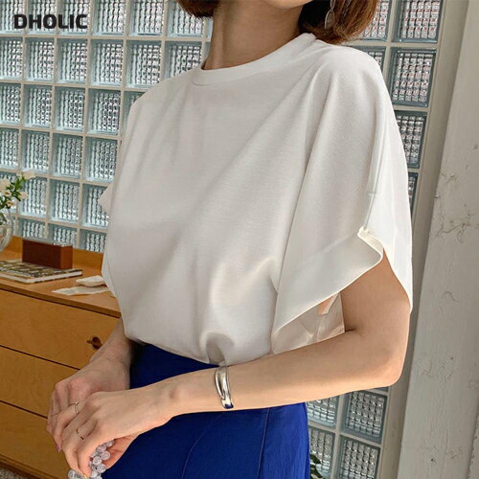 ≪人気商品再入荷≫ルーズワイドスリーブTシャツ・全4色・b63879 レディース 【tops】 韓国ファッション トップス Tシャツ 半袖 デイリー ルーズ ワイドスリーブ ラウンドネック スリム ショートスリーブ 細身 二の腕カバー 二の腕カバー 夏 春