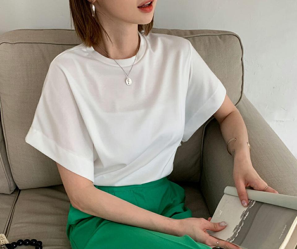 ≪人気商品再入荷≫ルーズワイドスリーブTシャツ・全4色・b63879 レディース 【tops】 韓国ファッション トップス Tシャツ 半袖 デイリー ルーズ ワイドスリーブ ラウンドネック スリム ショートスリーブ 細身 二の腕カバー 二の腕カバー 夏 春