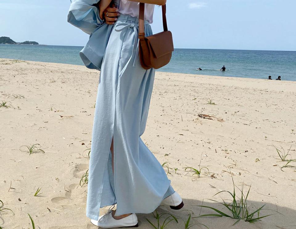 リネン混リボンHラインスカート・全3色・b63873 レディース 【sk】 韓国 ファッション ボトムス スカート ロング ロングスカート リネン Hライン リボン フェミニン 体型カバー 細身 スリム フィット 無地 ベーシック スリット 夏 春