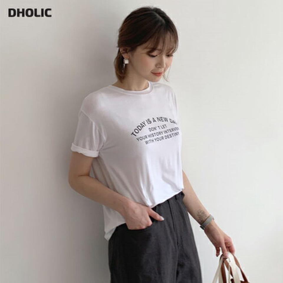 レタリング半袖Tシャツ・全4色・t62179 レディース 【tops】 韓国 ファッション トップス Tシャツ 半袖 デイリー レタリング ラウンドネック スリム ショートスリーブ カジュアル 細身 体型カーバー ハーフスリーブ 夏 春