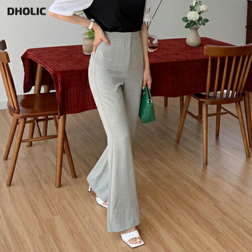 リネン混フレアスラックス・全3色・t62220 レディース 【pt】 韓国 ファッション ボトムス ロング ロングパンツ リネン スラックス スリム ハイウエスト 足長 ストレート フレア 大人 10分丈 体型カーバー 細身 美脚 夏 春