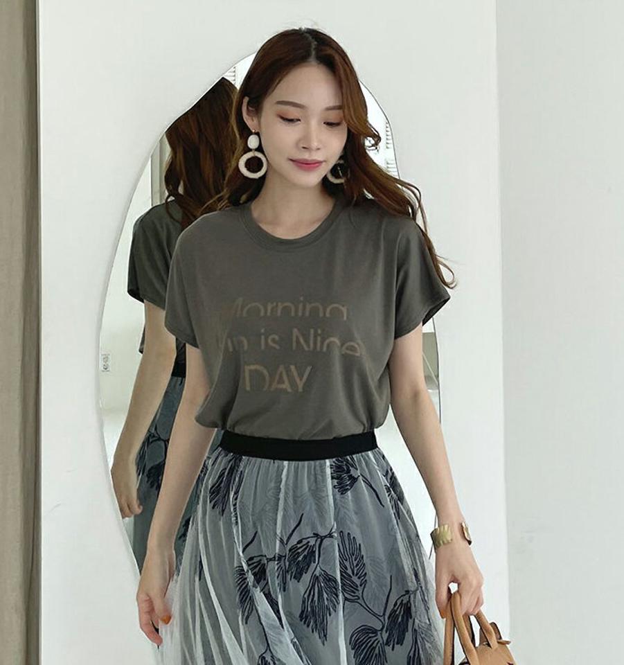 レタリングショートスリーブTシャツ・全4色・b68747 レディース 【tops】 トップス Tシャツ 半袖 ロゴ レタリング ロゴトップス カジュアル ラフ 春 夏 韓国 ファッション ハイホリHIHOLLI