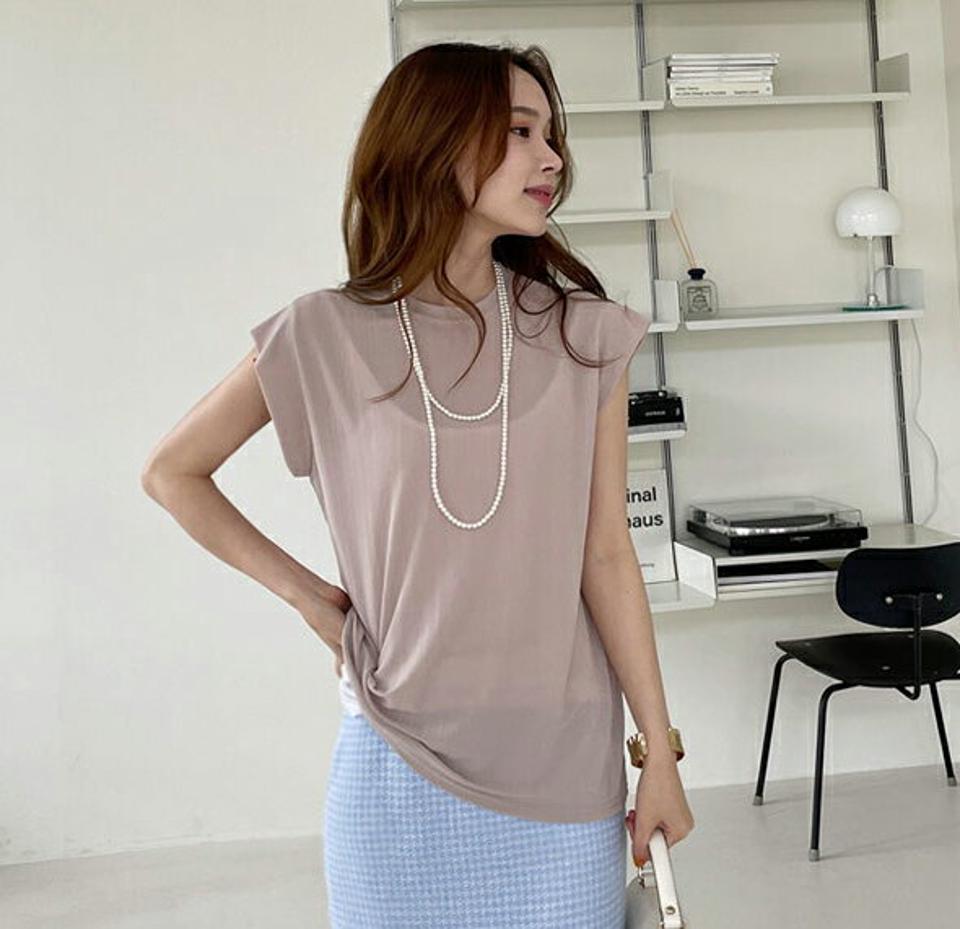 キャップスリーブラウンドTシャツ・全4色・b68748 レディース 【tops】 トップス Tシャツ キャップスリーブ ショートスリーブ 単色 無地 シンプル ベーシック カジュアル ラフ 春 夏 韓国 ファッション ハイホリHIHOLLI