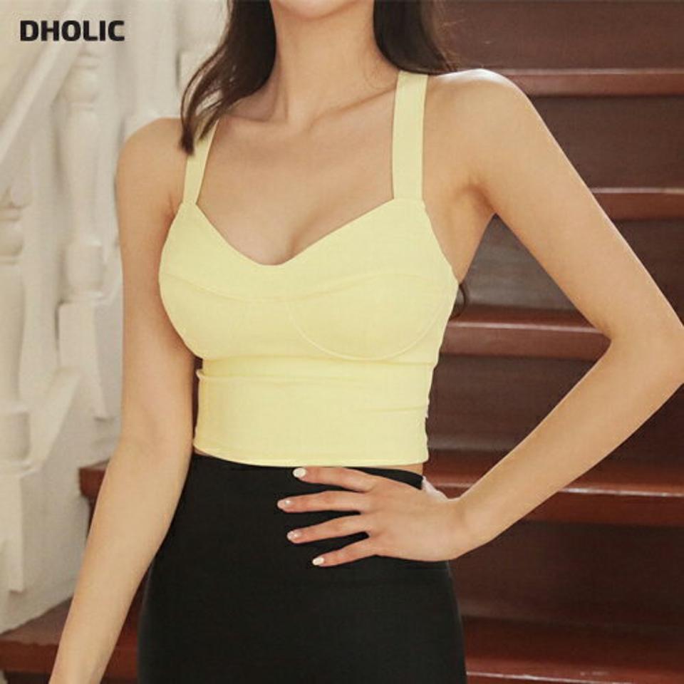 バッククロスブラトップ・全4色・d44649 レディース 【tops】 韓国 ファッション トップス Tシャツ スリーブレス ブラトップ クロス パッド ノンワイヤー メリハリ 体型カーバー 細身 スリム フィット フィットネス ジム ヨガ 夏 春