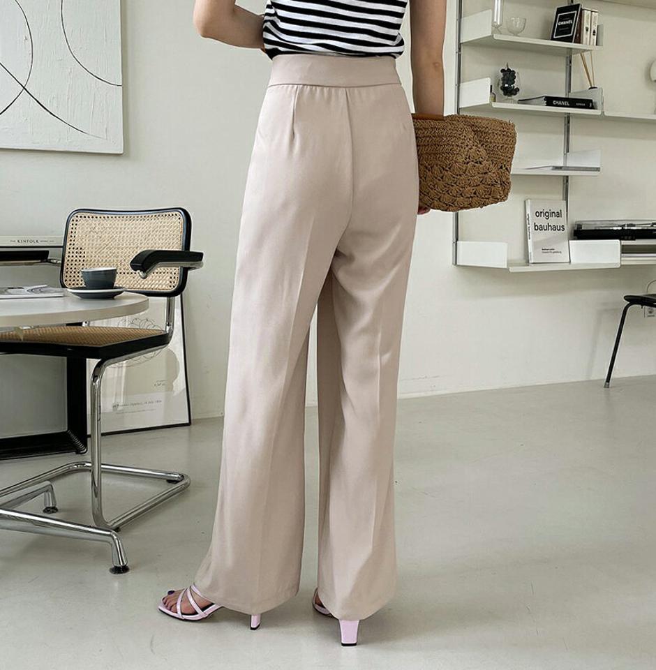 リボンワイドスラックス・全2色・t68768 レディース 【pt】 パンツ ズボン ロングパンツ ワイド りぼん リボン 単色 無地 シンプル かわいい 春 夏 韓国ファッション ハイホリHIHOLLI