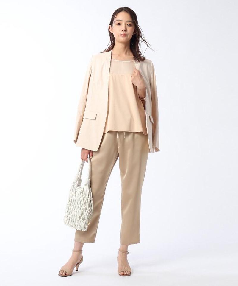 【洗える】プラムサテンイージーパンツ