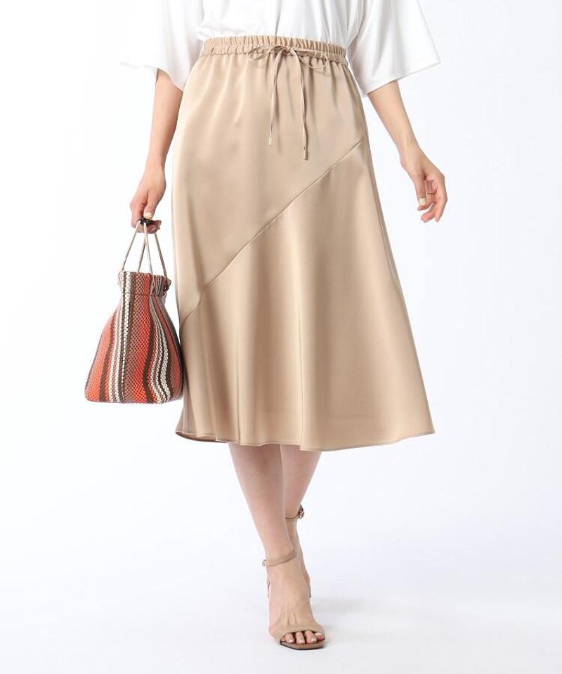 【洗える】プラムサテンアシンメトリスカート