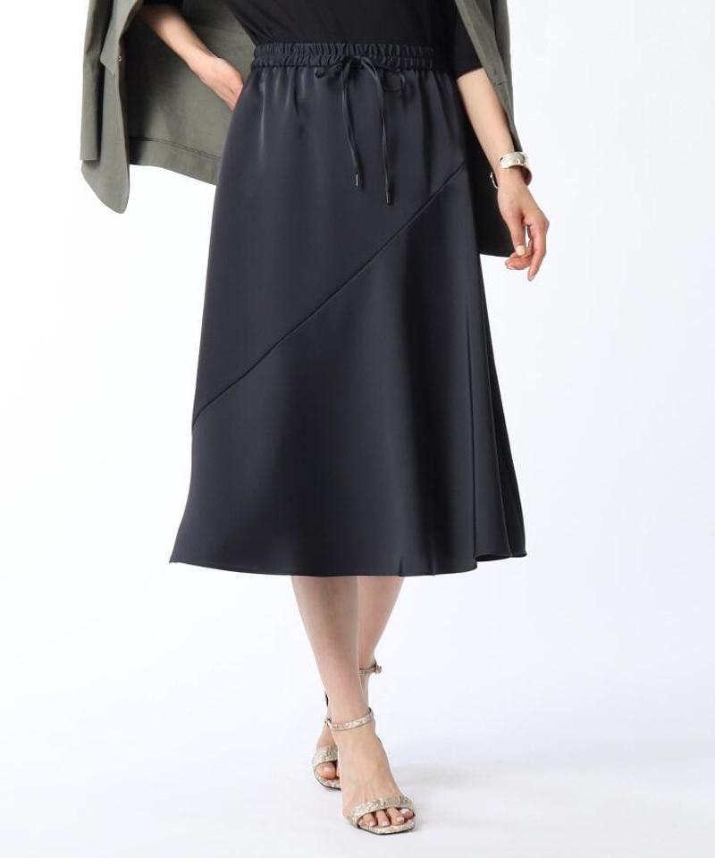 【洗える】プラムサテンアシンメトリスカート