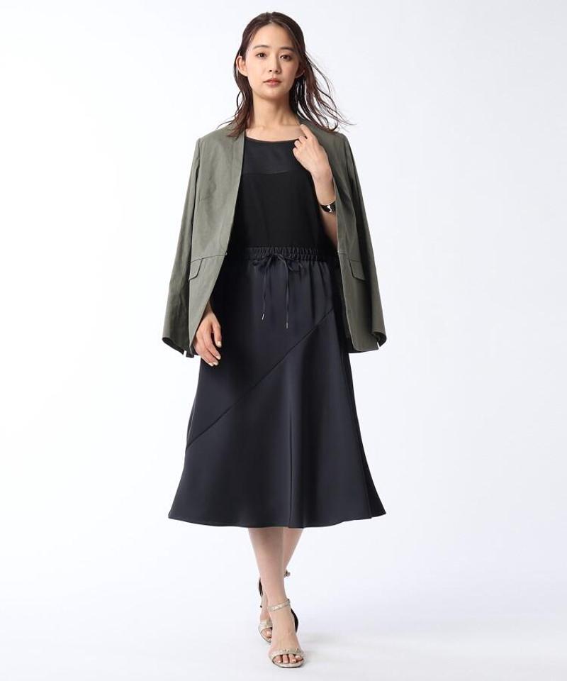 【洗える】プラムサテンアシンメトリスカート