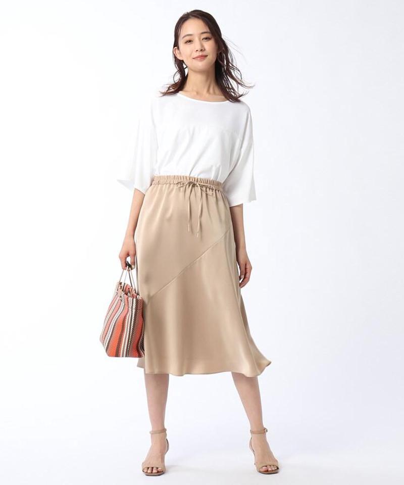 【洗える】プラムサテンアシンメトリスカート