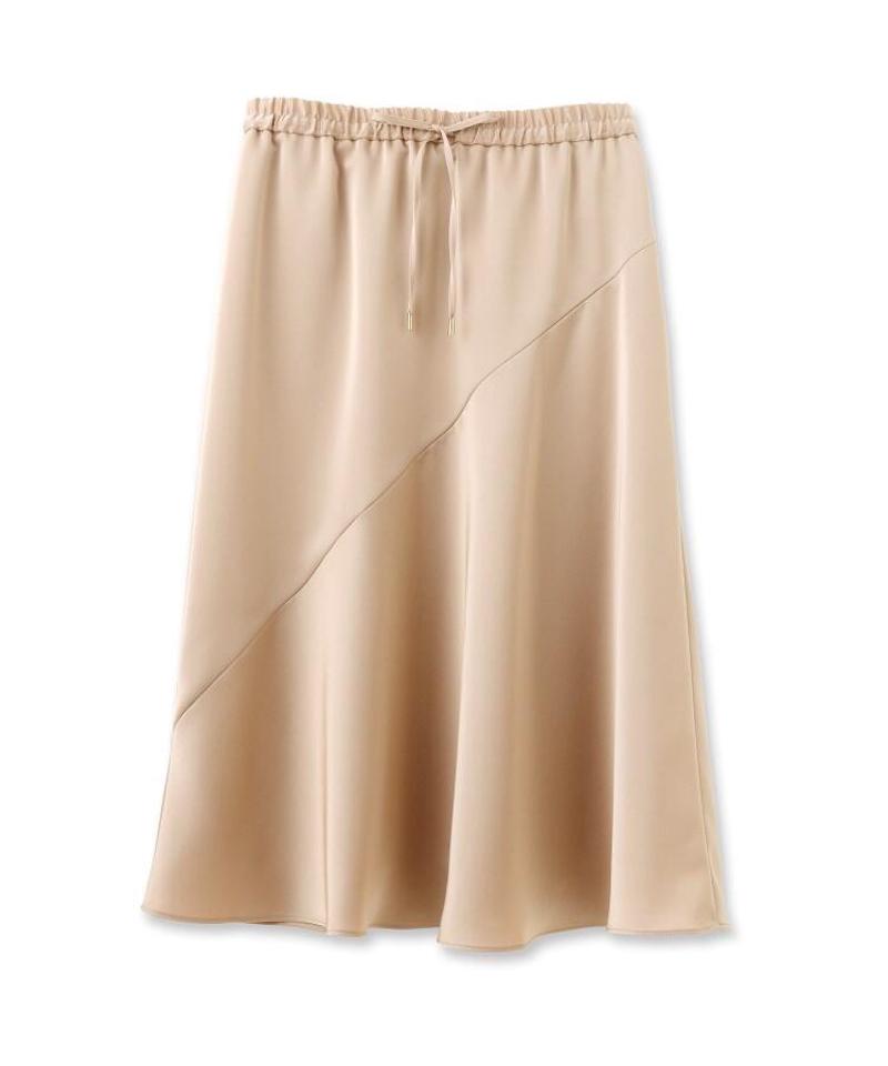 【洗える】プラムサテンアシンメトリスカート