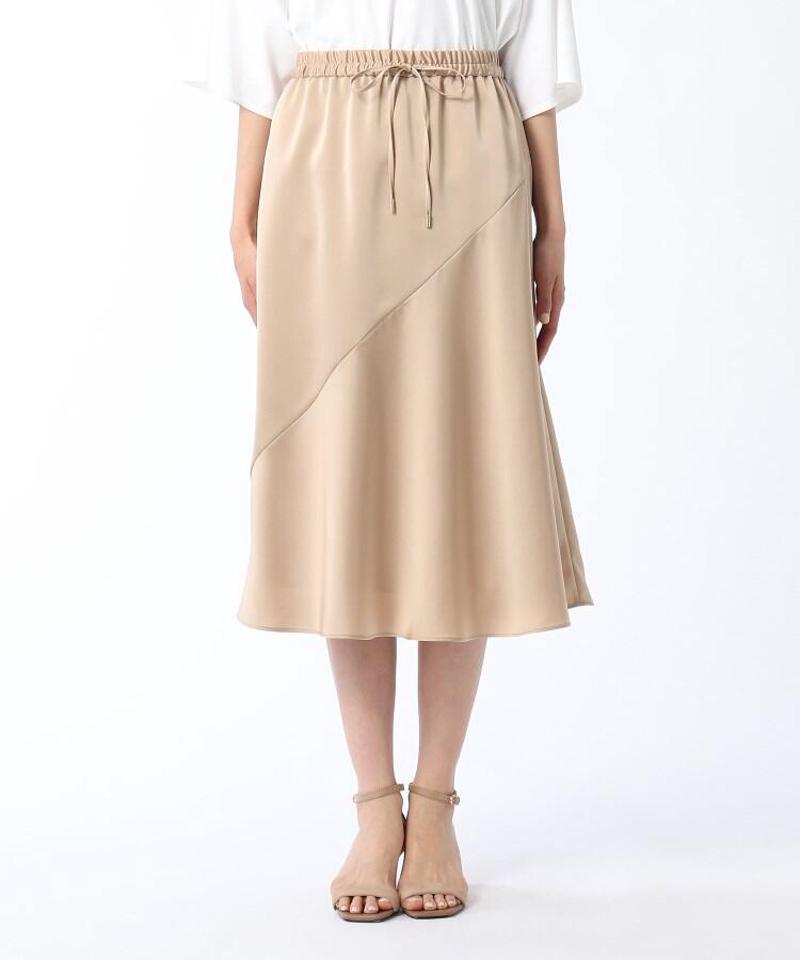 【洗える】プラムサテンアシンメトリスカート
