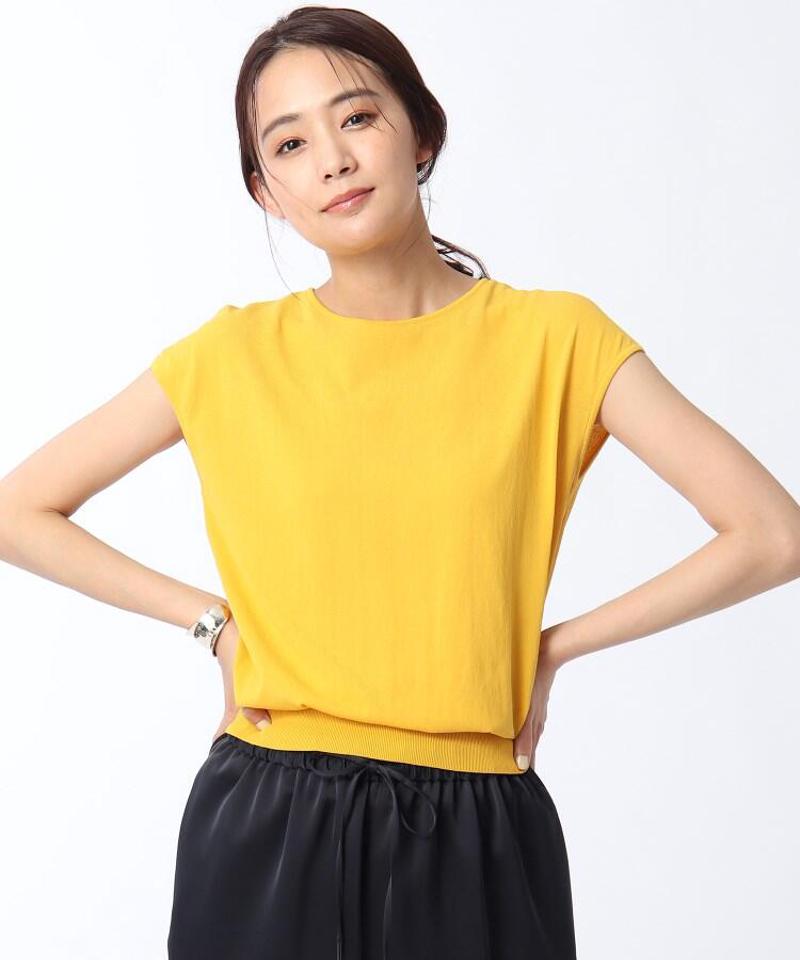 【洗える】ボイルコットンフレンチスリーブニット