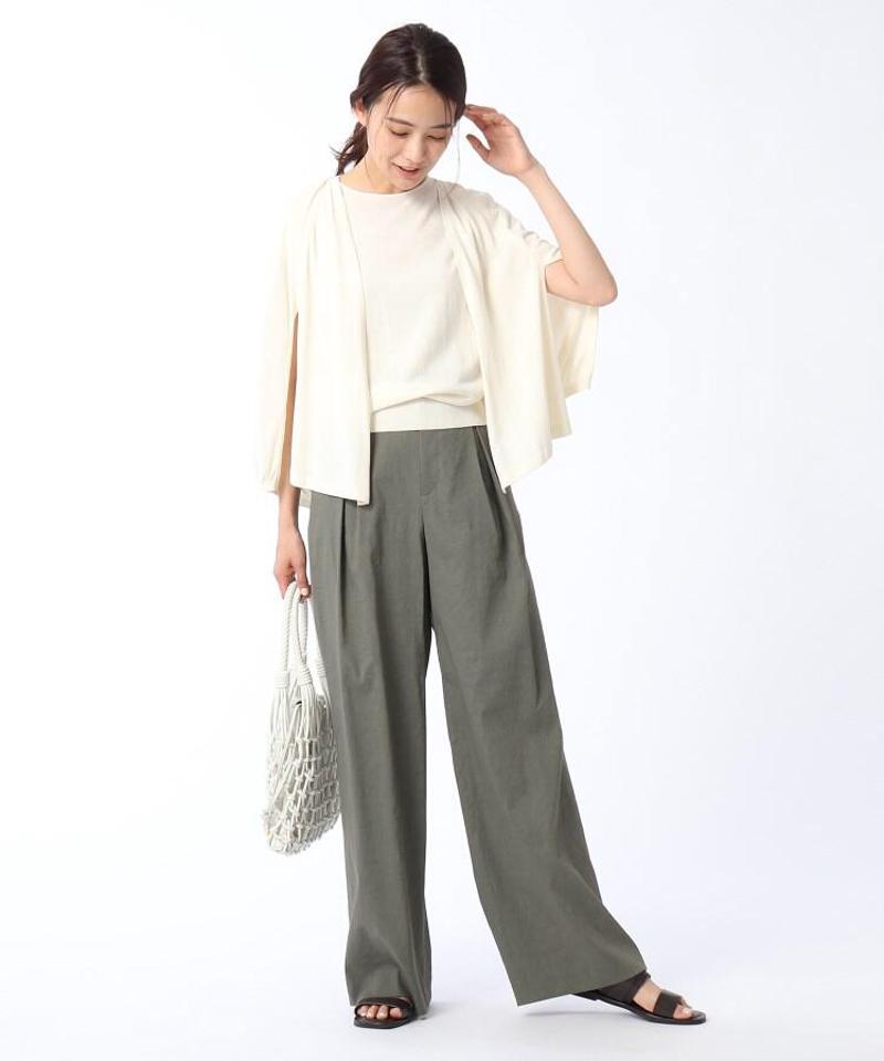 【洗える】ボイルコットンフレンチスリーブニット