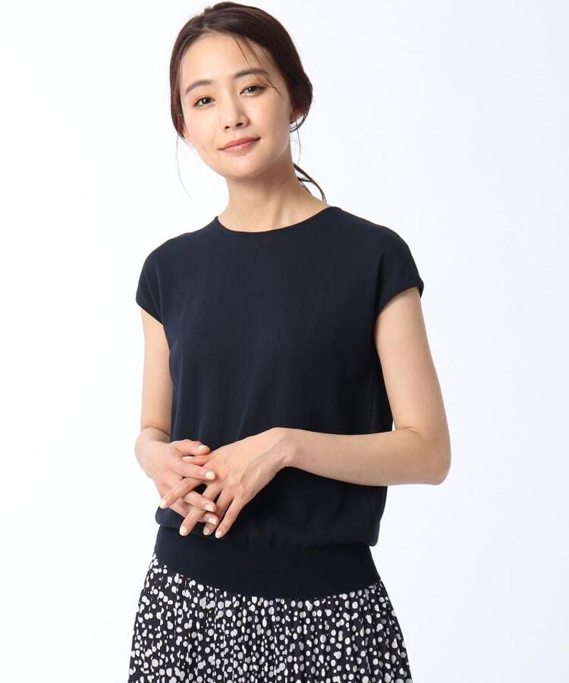 【洗える】ボイルコットンフレンチスリーブニット