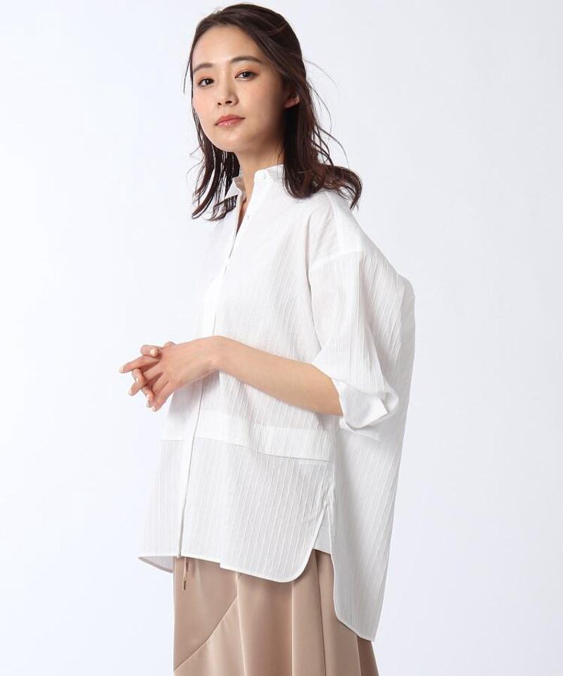 【洗える】ストライプ柄比翼シャツ
