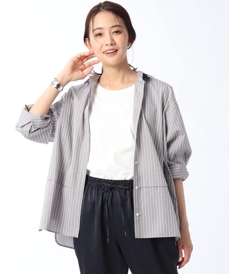 【洗える】ストライプ柄比翼シャツ
