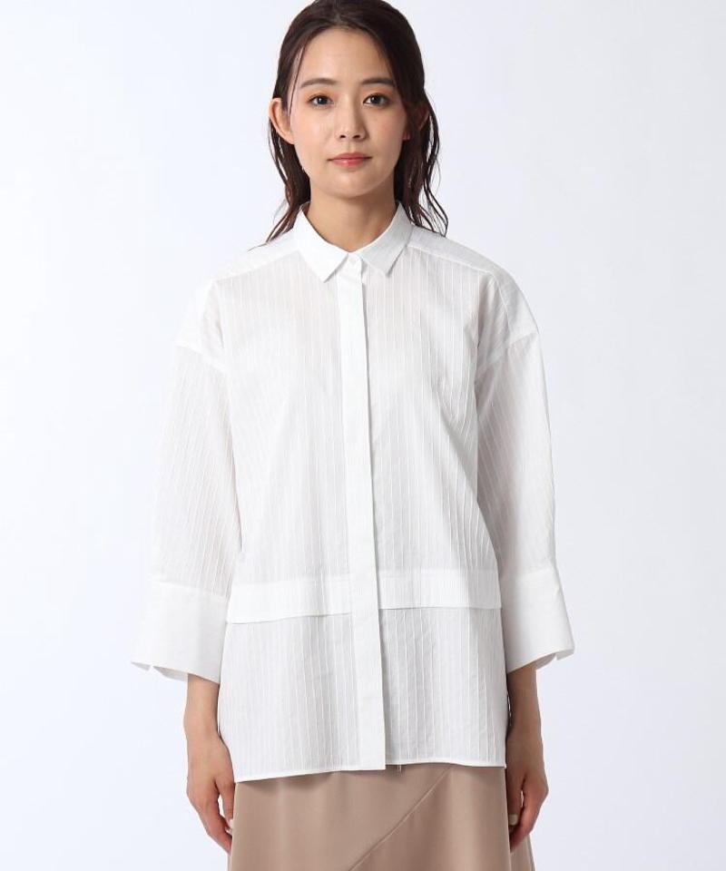 【洗える】ストライプ柄比翼シャツ