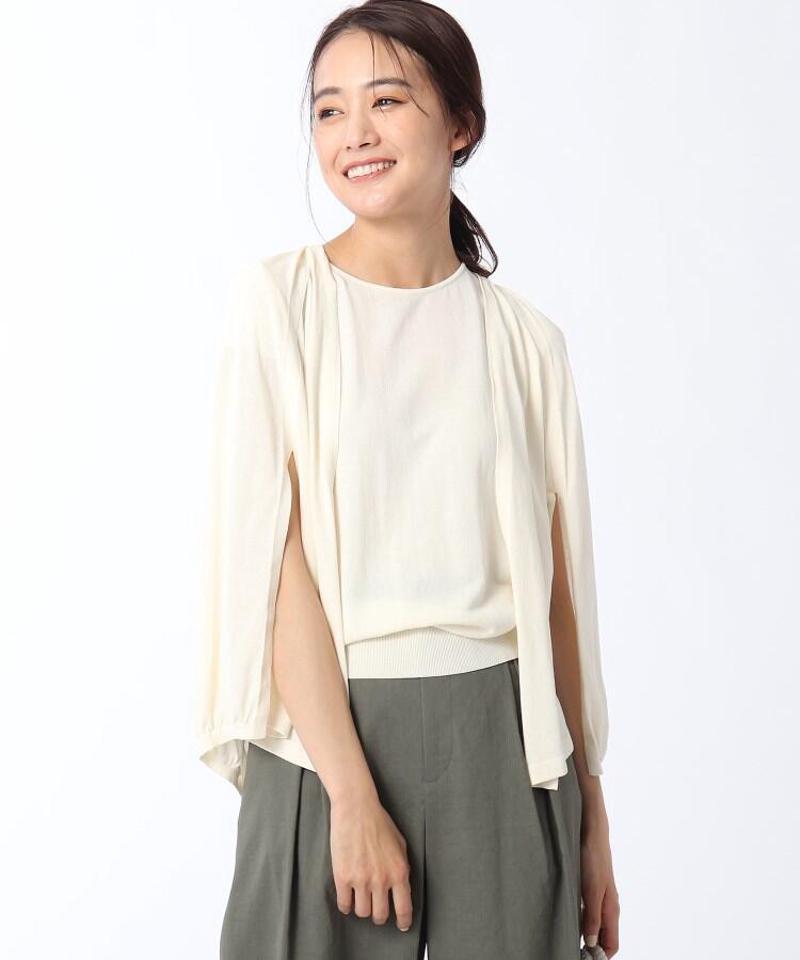 【洗える】ボイルコットンケープ風カーディガン