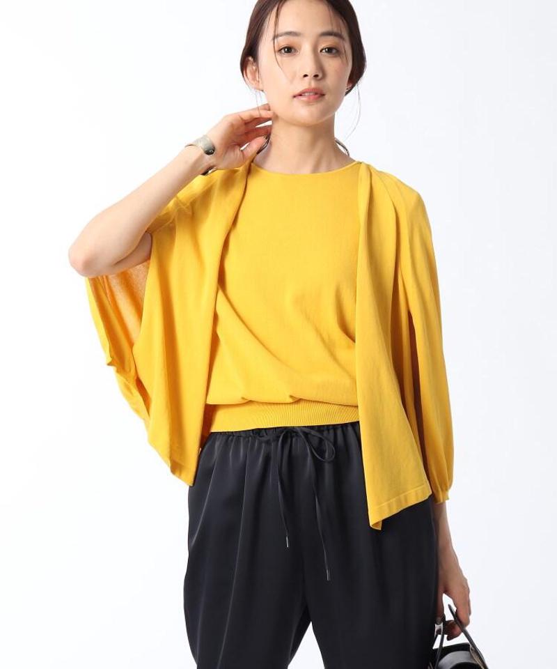 【洗える】ボイルコットンケープ風カーディガン