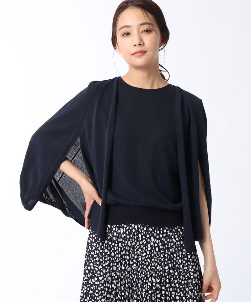 【洗える】ボイルコットンケープ風カーディガン