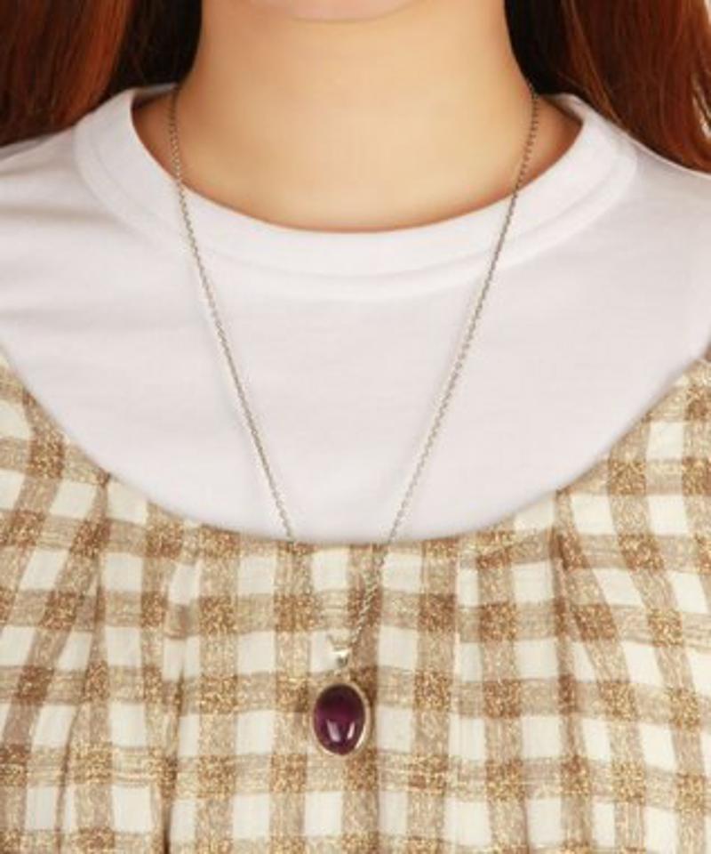 【フランス天然石ペンダント】アメジスト楕円ネックレス