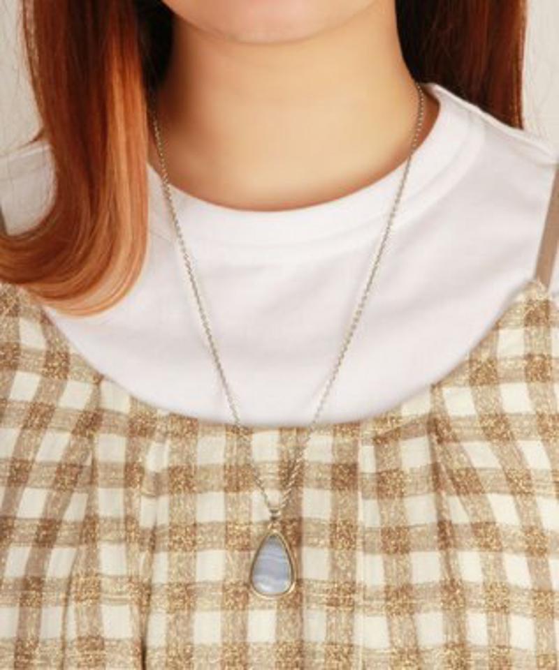 【フランス天然石ペンダント】ブルーレースアゲートしずく型ネックレス