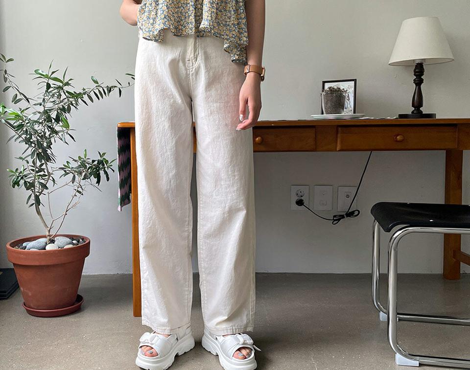 リネン混ワイドパンツ・全3色・t64293 レディース 【pt】 パンツ ズボン ロングパンツ リネン ワイド 単色 無地 シンプル ベーシック カジュアル 春 夏 韓国 ファッション NIJU