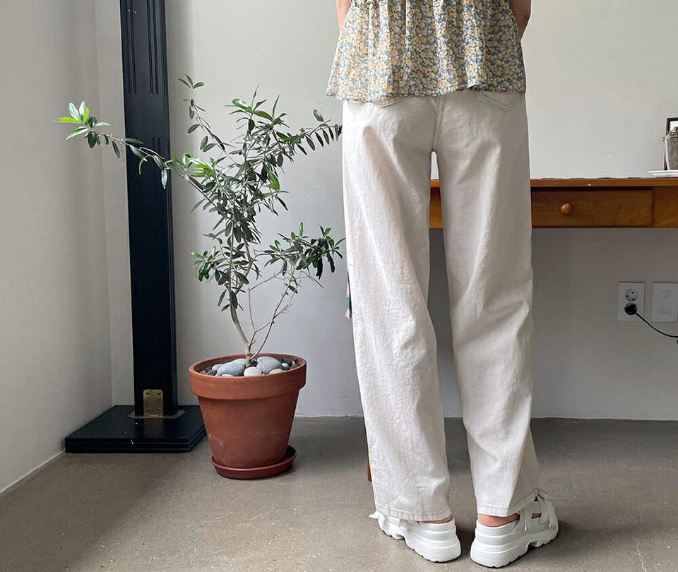 リネン混ワイドパンツ・全3色・t64293 レディース 【pt】 パンツ ズボン ロングパンツ リネン ワイド 単色 無地 シンプル ベーシック カジュアル 春 夏 韓国 ファッション NIJU