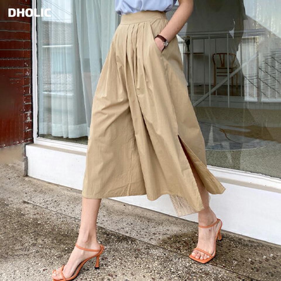 タックフレアパンツ・全3色・b68797 レディース 【pt】 パンツ ズボン ロングパンツ フレア タック 単色 無地 シンプル カジュアル クロップド丈 体型カバー 春 夏 韓国 ファッション ハイホリHIHOLLI