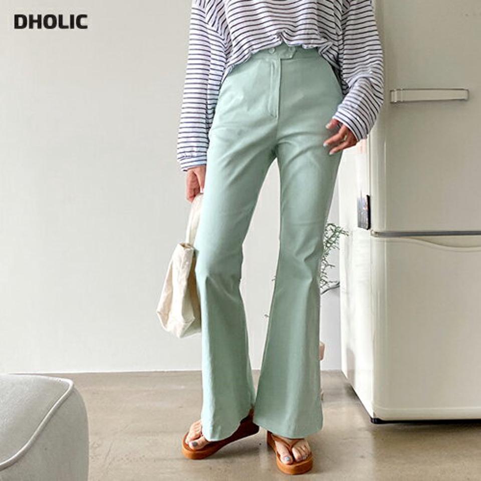 ツーボタンフレアパンツ・全3色・t64286 レディース 【pt】 パンツ ズボン ロングパンツ フレア ブーツカット 単色 無地 シンプル 大人 カジュアル 春 夏 韓国 ファッション NIJU