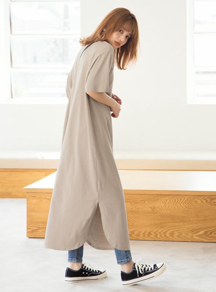 FILA刺繍ロゴロングTシャツワンピース