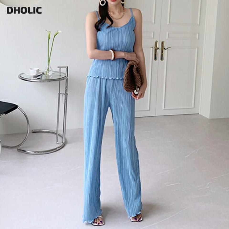 プリーツキャミ&パンツSET・全5色・b68855 レディース 【pt】 セットアップ setup トップス スリーブレス ノースリーブ キャミソール パンツ ズボン ロングパンツ プリーツ 上品 春 夏 韓国 ファッション ハイホリHIHOLLI