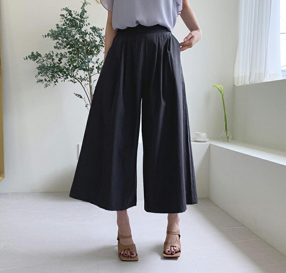 タックフレアパンツ・全3色・b68884 レディース 【pt】 パンツ ズボン ロングパンツ フレア タック ワイド 単色 無地 シンプル クロップド丈 カジュアル 春 夏 韓国 ファッション ハイホリHIHOLLI
