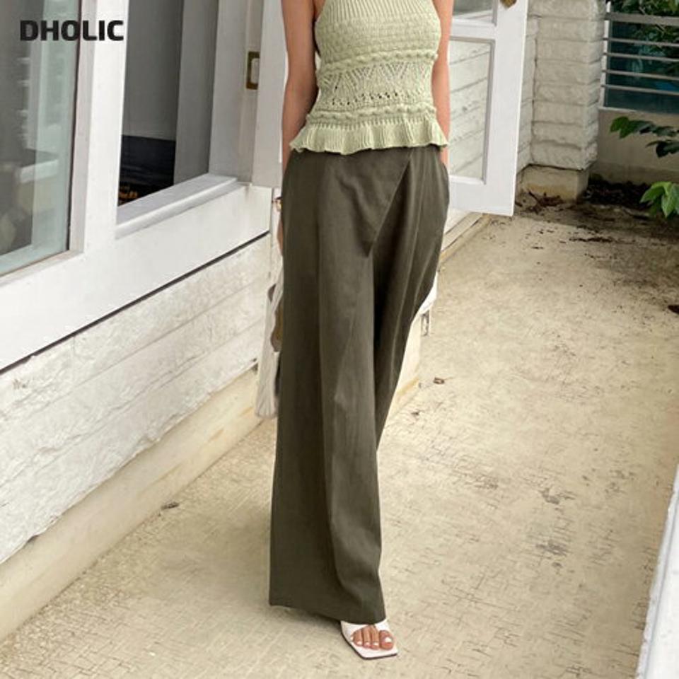 【全品10%OFF】ラップリネン混ワイドパンツ・全2色・t62248 レディース 【pt】【パンツ ズボン ロングパンツ ワイド リネン ラップパンツ ラップデザイン 単色 無地 シンプル カジュアル ラフ 春 夏 韓国 ファッション】