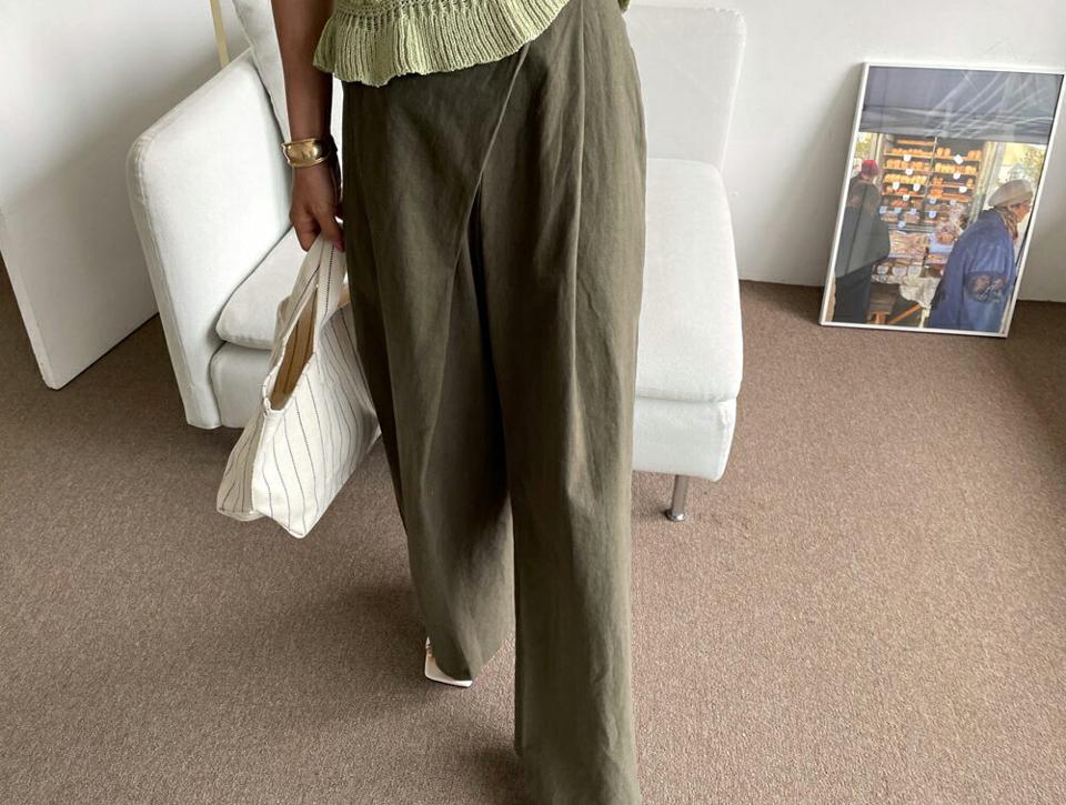 【全品10%OFF】ラップリネン混ワイドパンツ・全2色・t62248 レディース 【pt】【パンツ ズボン ロングパンツ ワイド リネン ラップパンツ ラップデザイン 単色 無地 シンプル カジュアル ラフ 春 夏 韓国 ファッション】