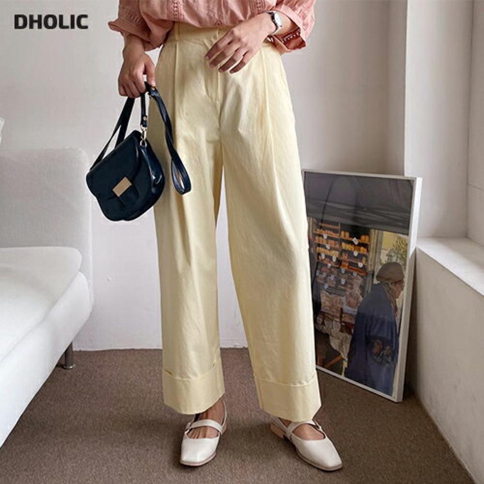 ロールアップワイドパンツ・全2色・t62246 レディース 【pt】 パンツ ズボン ロングパンツ ワイド ロールアップ 単色 無地 シンプル カジュアル 春 夏 韓国 ファッション