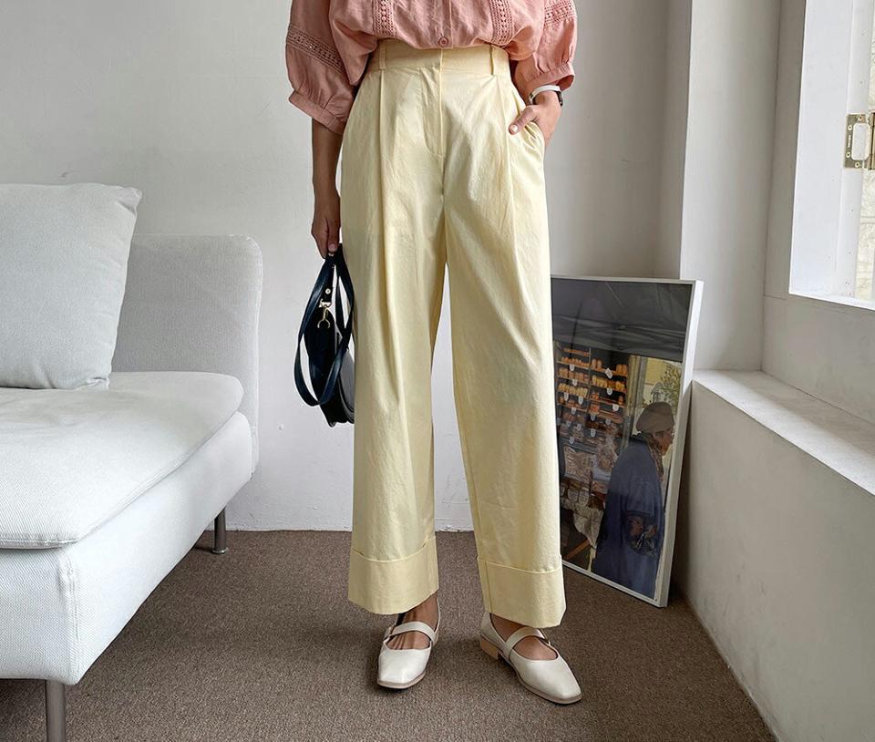 ロールアップワイドパンツ・全2色・t62246 レディース 【pt】 パンツ ズボン ロングパンツ ワイド ロールアップ 単色 無地 シンプル カジュアル 春 夏 韓国 ファッション